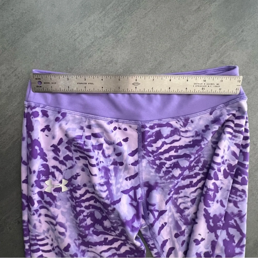 Under Armour HeatGear Purple Camo Printed Leggings, Ankle Crop Girls’ Size Large